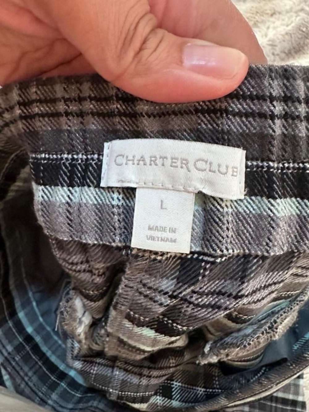 Charter Club Gray and Black Plaid Trousers